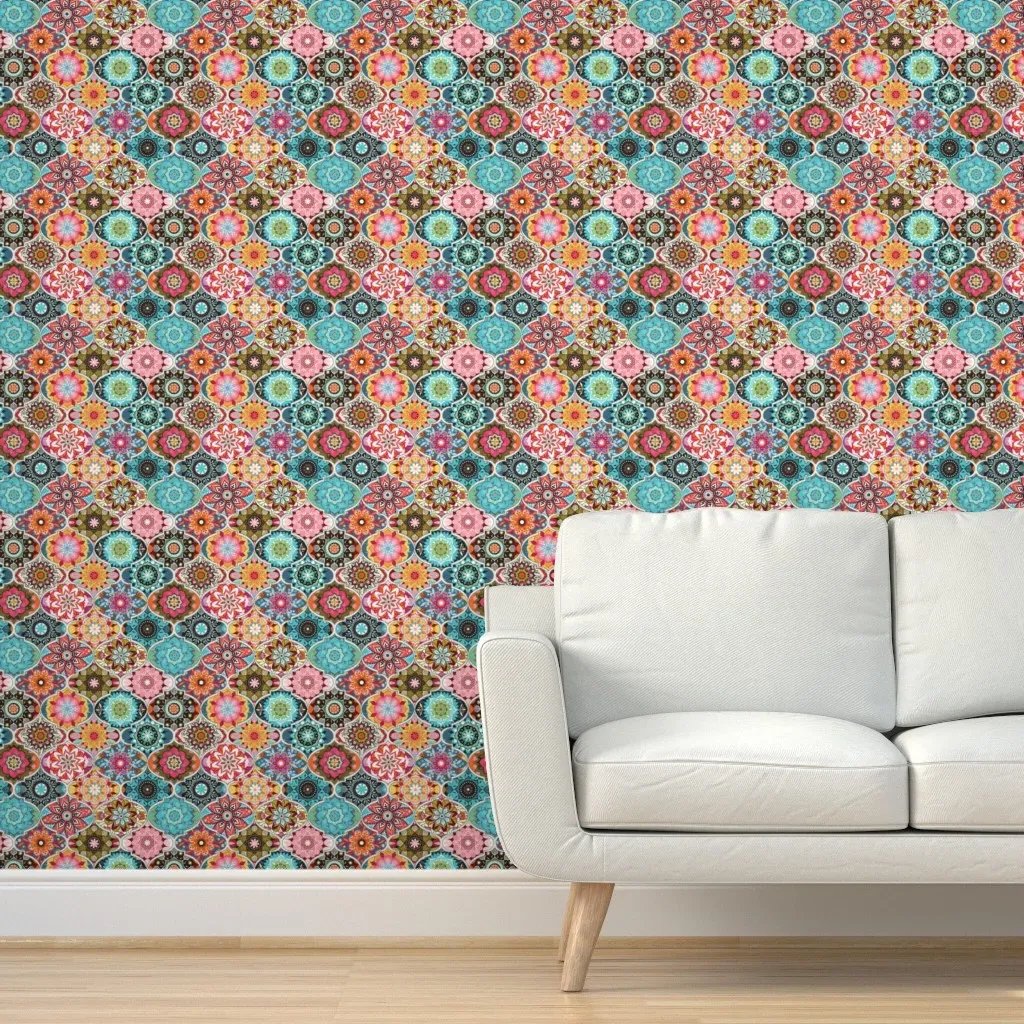 Bohemian Summer Peel and Stick Wallpaper - Teal product