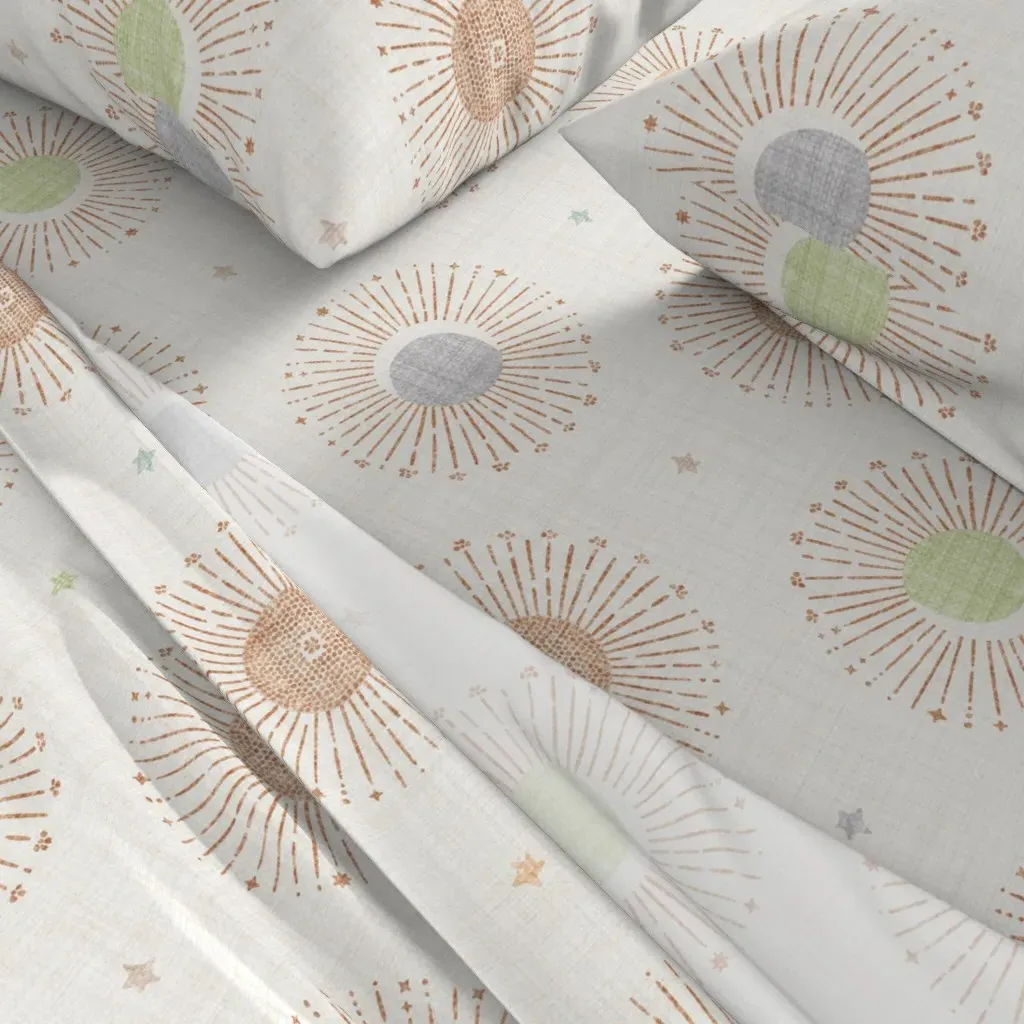 Bohemian Sun Moon Stars Celestial Safari King Sheet Set - Beige alternate view