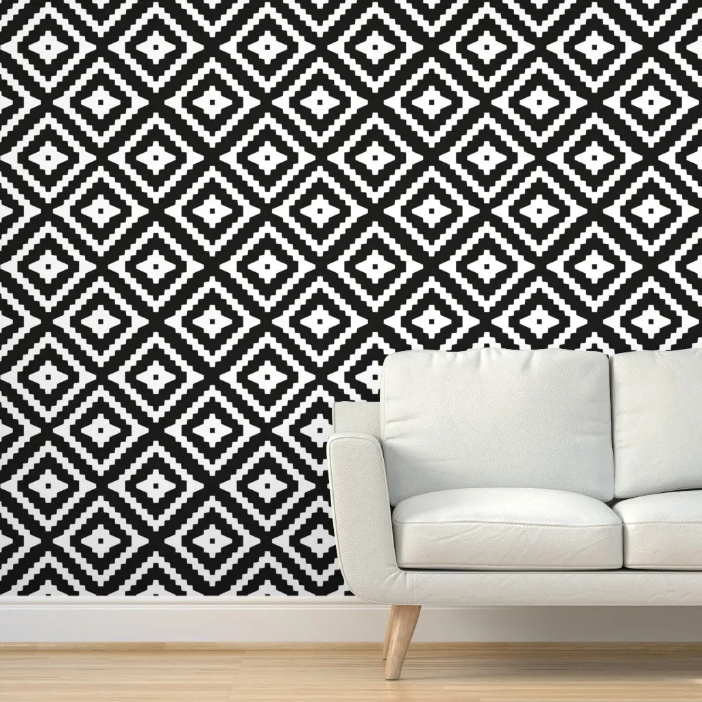 Boho Aztec Peel and Stick Wallpaper - Black & White product