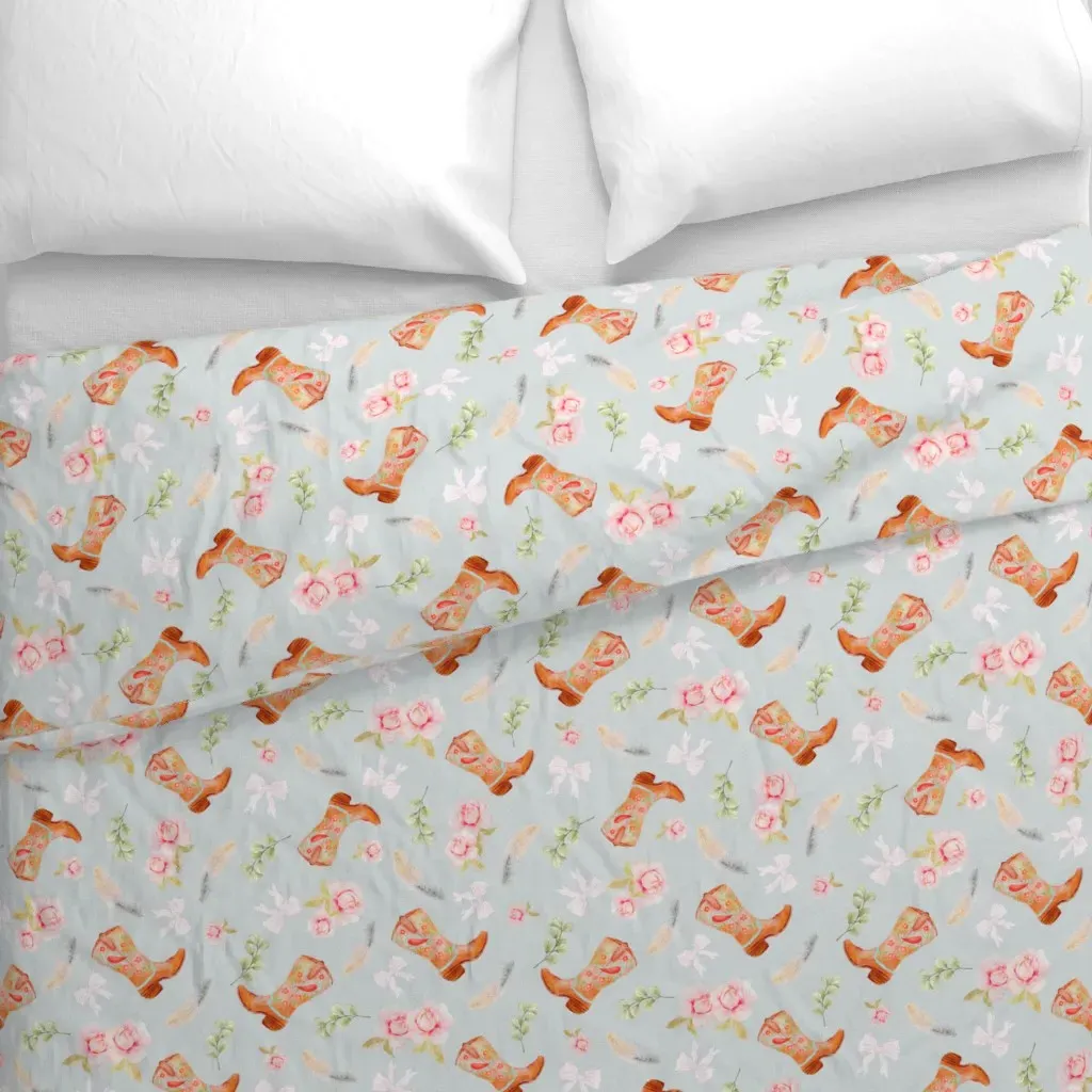 Boho Boots Large Scale Duvet Cover - Peach, Orange alternate view