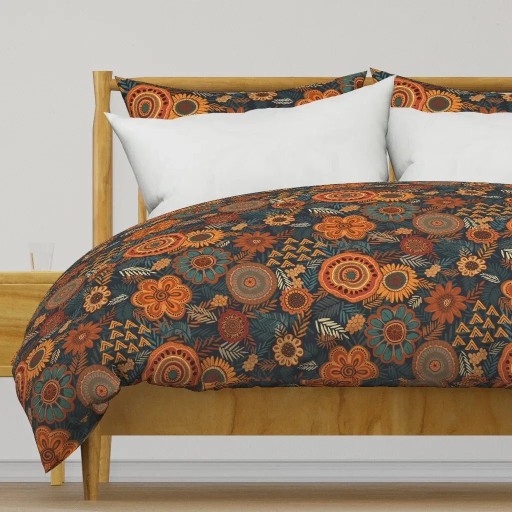 Boho Chic Floral Duvet Cover - Orange product