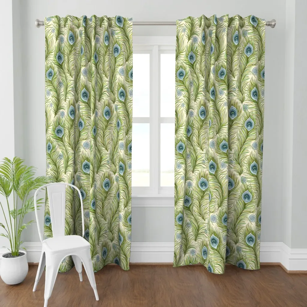 Boho Chic Peacock Curtain Panel - Teal product