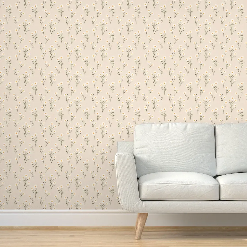 Boho Daisies Peel and Stick Wallpaper - White, Beige product