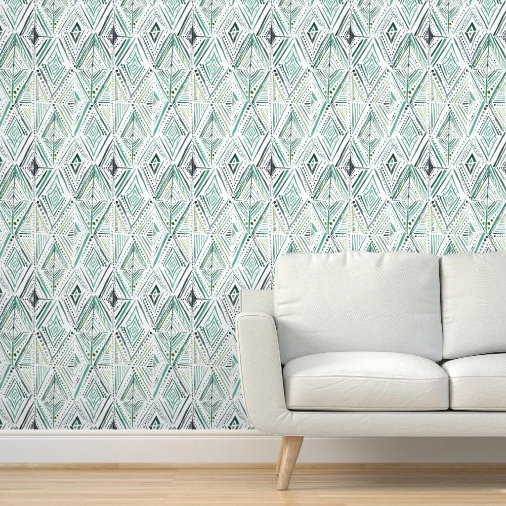 Boho Diamond Peel and Stick Wallpaper - Green product