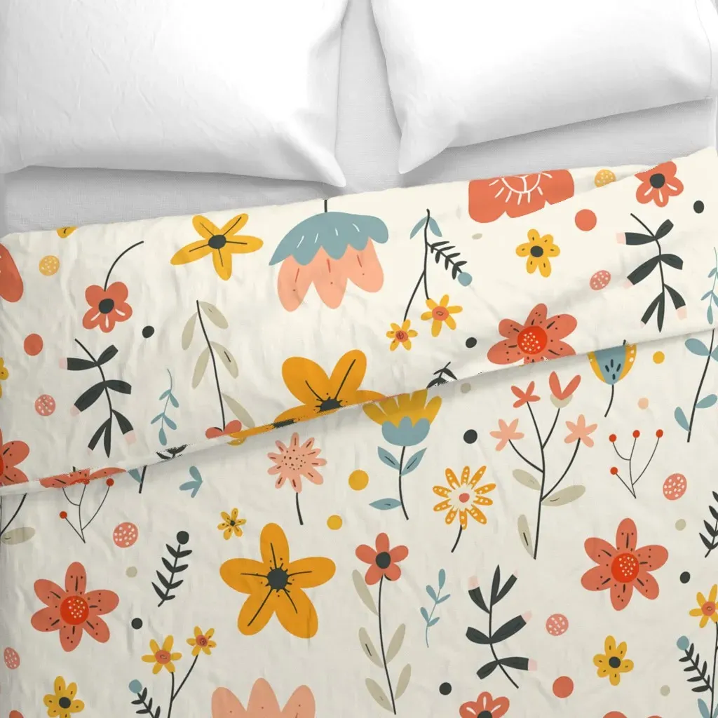 Boho Ditsy Floral Duvet Cover - Yellow alternate view