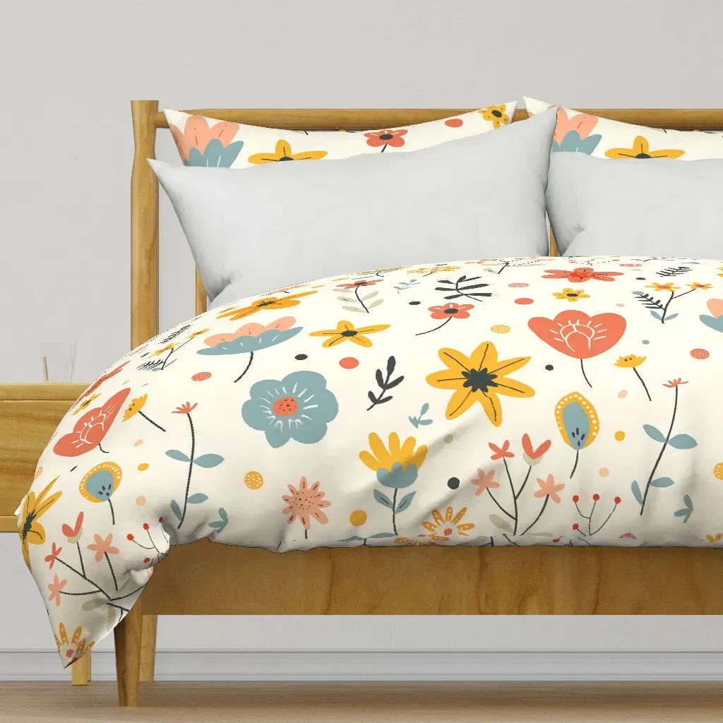 Boho Ditsy Floral Duvet Cover - Yellow product