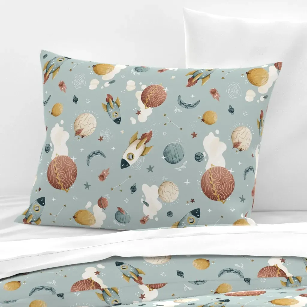Boho Dreamscape Standard Knife Edge Cushion Cover - Teal, Cotton product