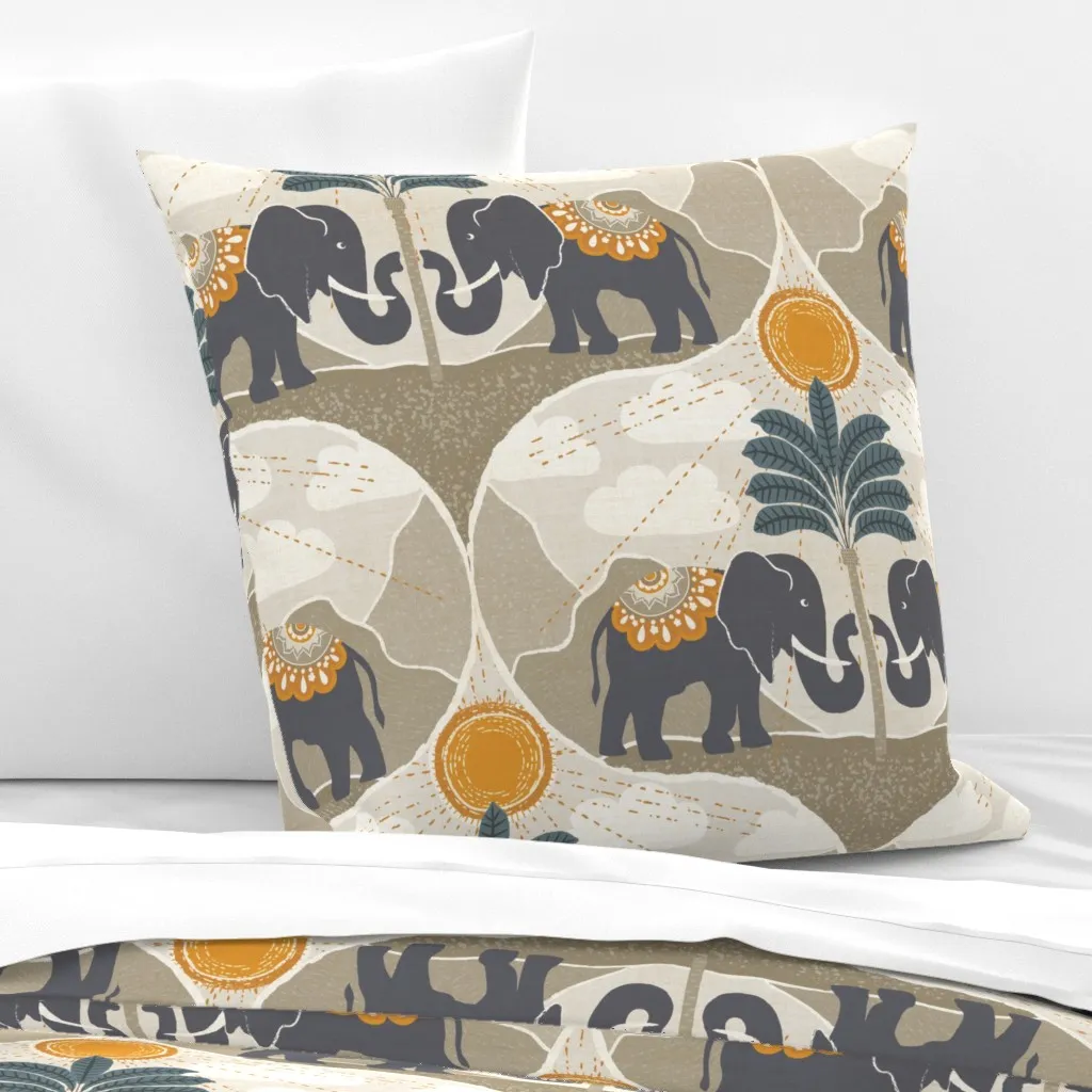 Boho Elephants Euro Pillow Sham - Gray product