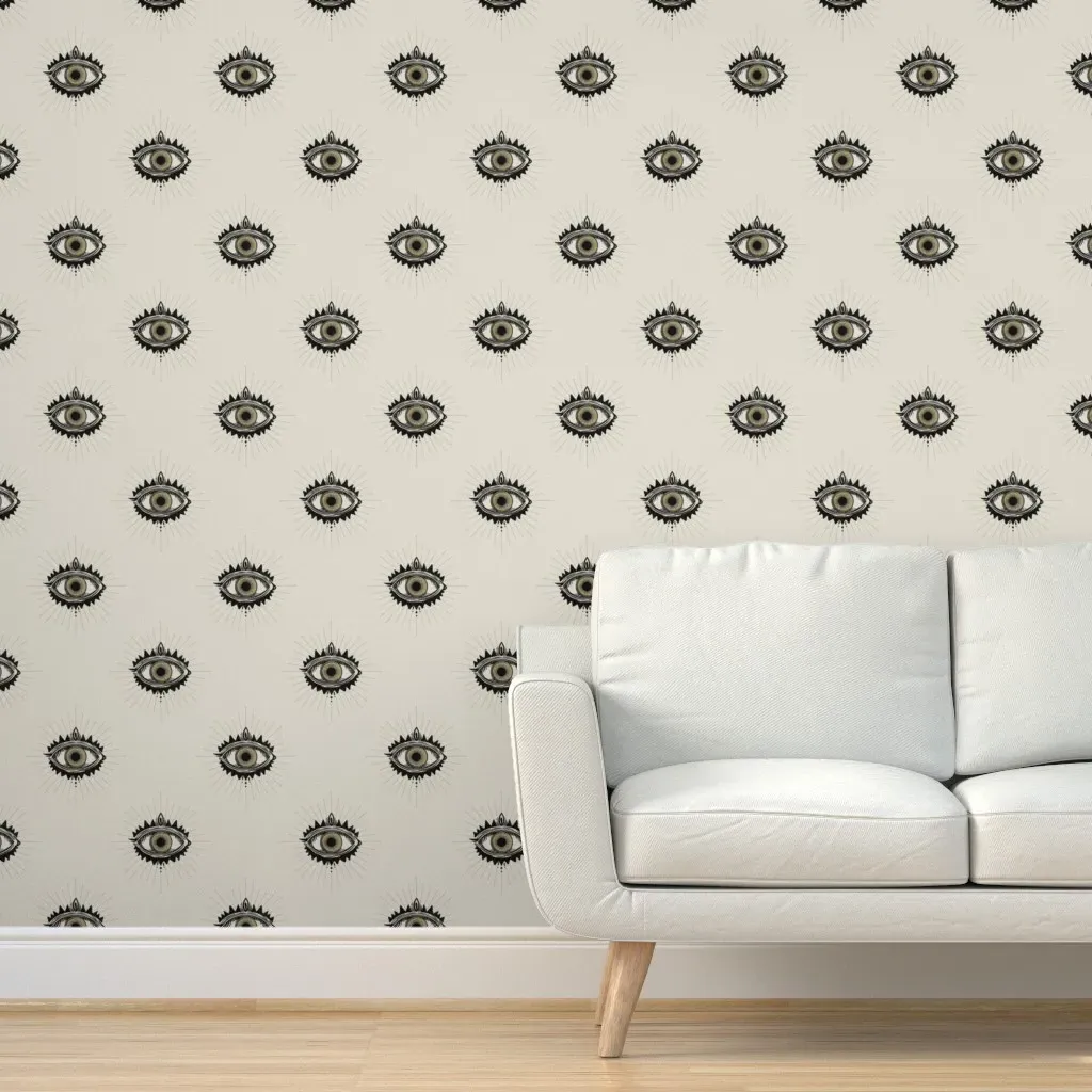 Boho Eyes Retro Tattoo Peel and Stick Wallpaper - Black product