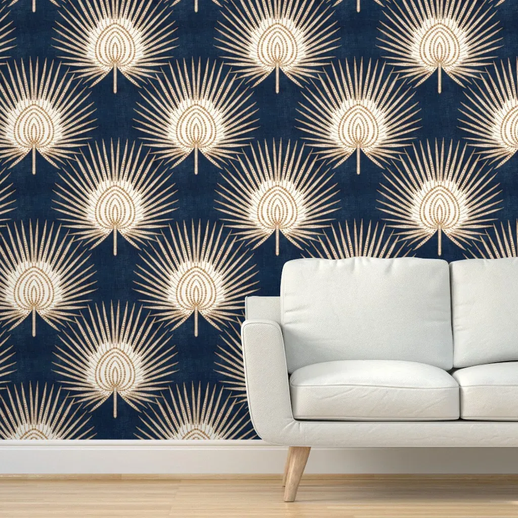Boho Fan Palms Peel and Stick Wallpaper - Midnight product