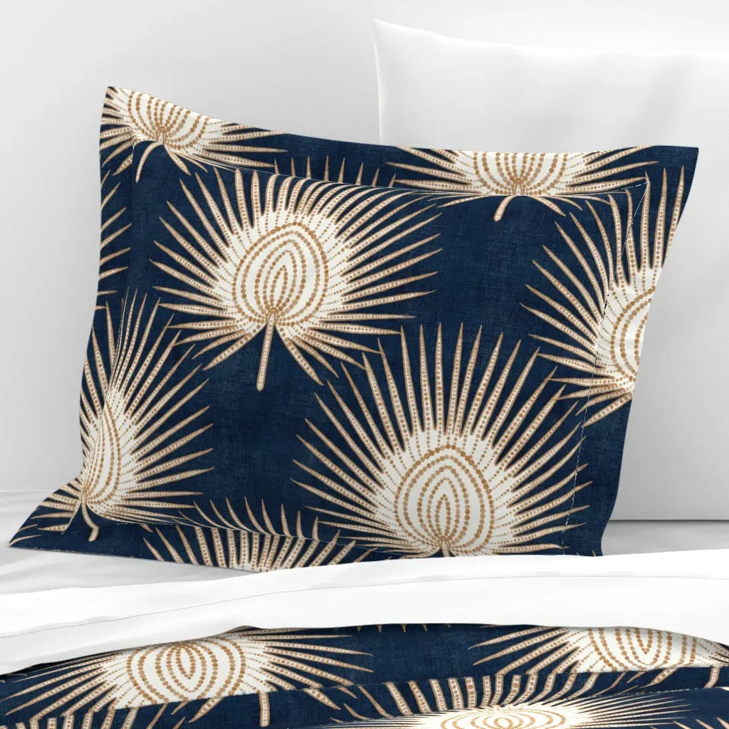 Boho Fan Palms Standard Flanged Cushion Cover - White, Cotton Sateen product