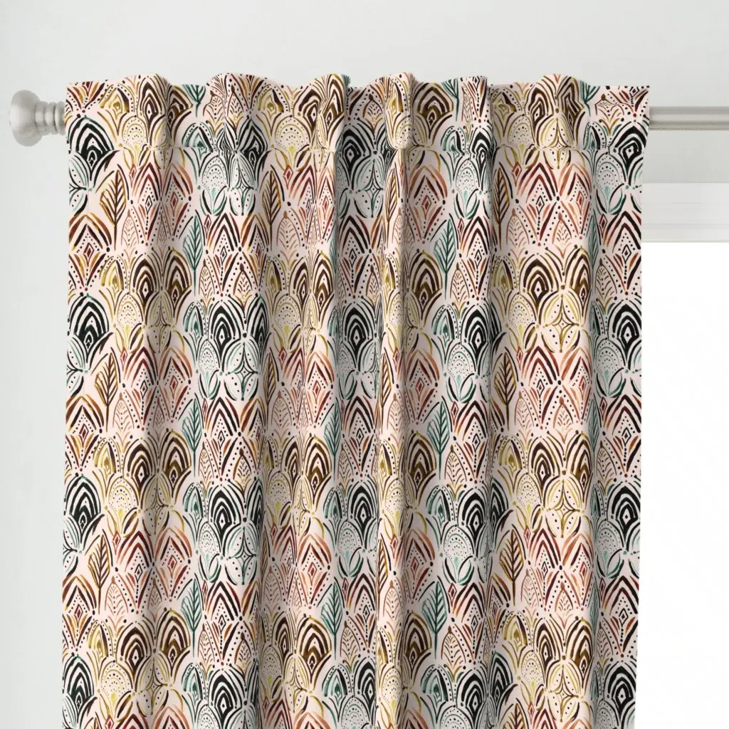 Boho Feather Medallion Curtain Panel - Brown alternate view