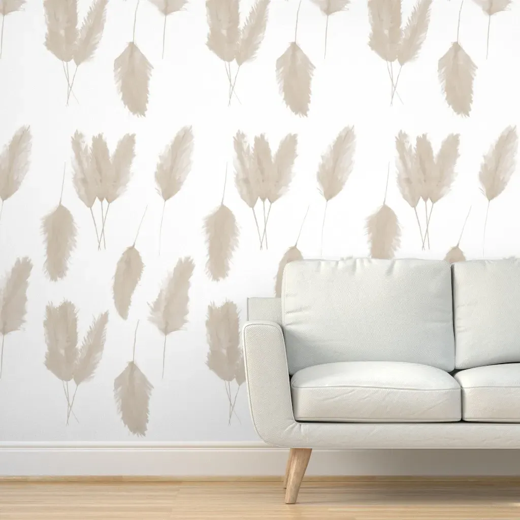 Boho Feathers Peel and Stick Wallpaper - Beige product