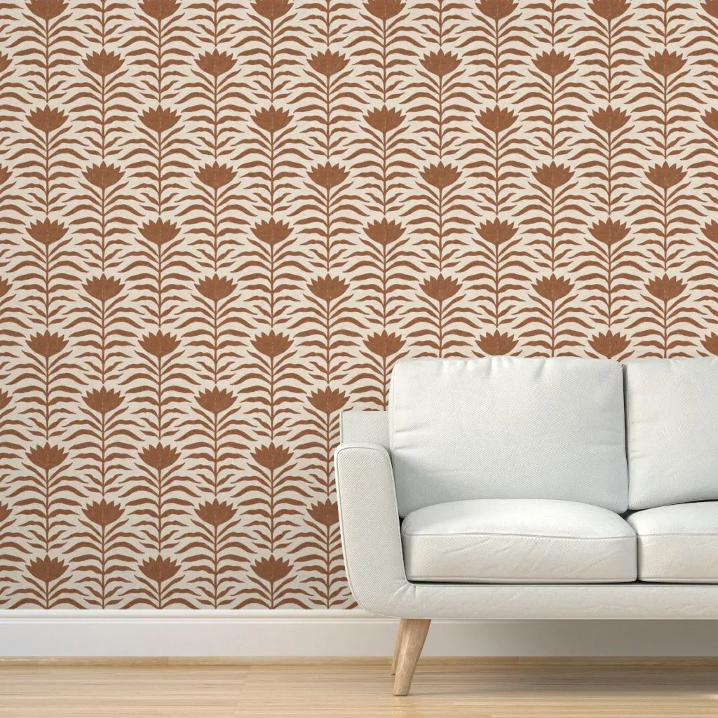 Boho Flowers & Leaves Peel and Stick Wallpaper - Terracotta product