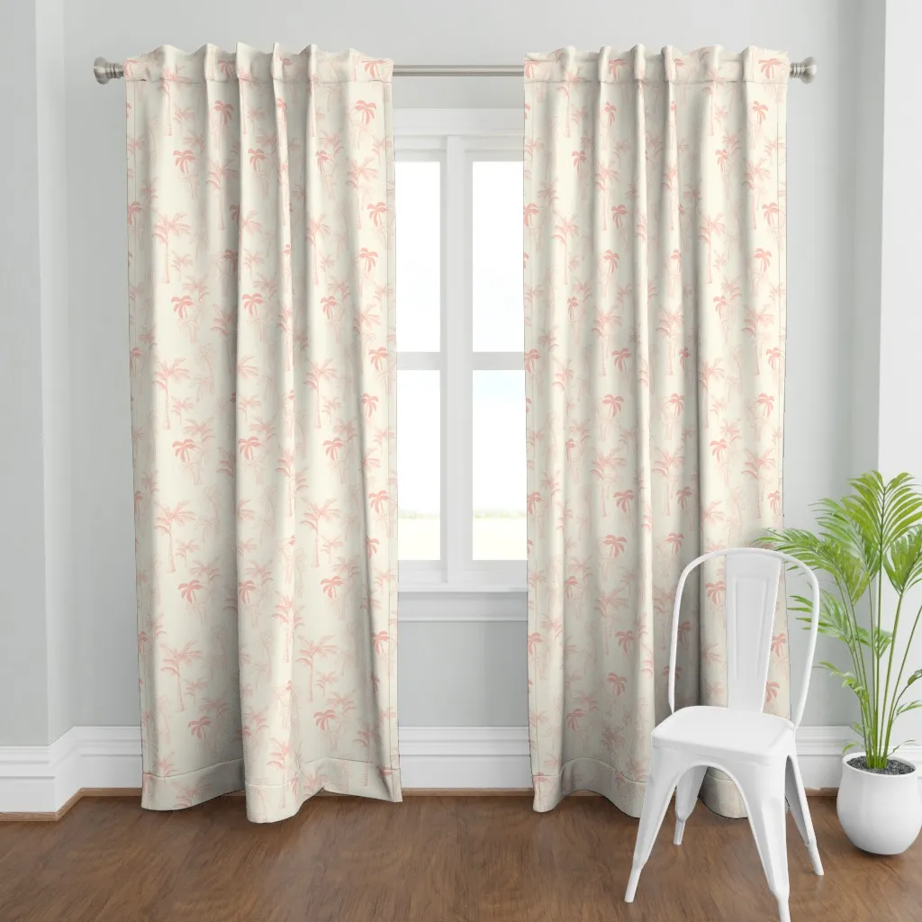 Boho Island Vintage Palm Curtain Panel - Pink product