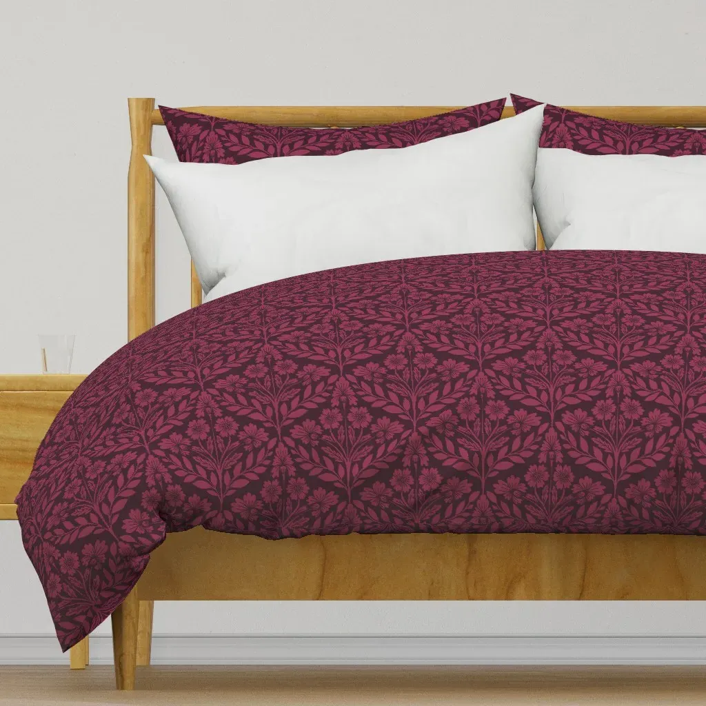Boho Jewel Toned Floral Duvet Cover - Burgundy product
