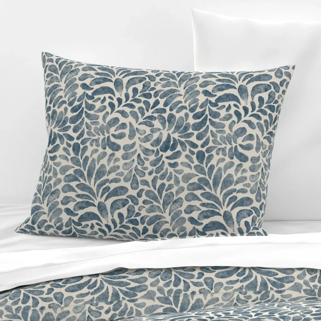 Boho Jungle Standard Knife Edge Cushion Cover - Dusty Blue, Cotton Sateen product