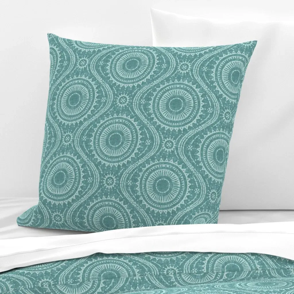 Boho Mandala Sun Euro Pillow Sham - Teal product