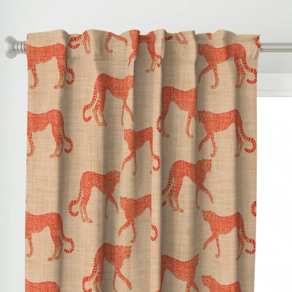 Boho Maximalist Cheetahs Curtain Panel - Coral alternate view