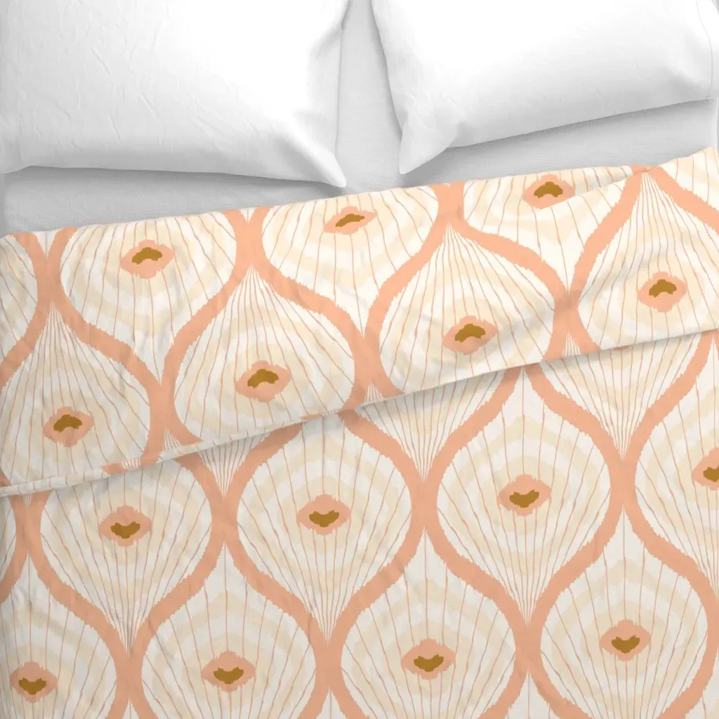 Boho Ogee Feathers M Duvet Cover - Peach alternate view
