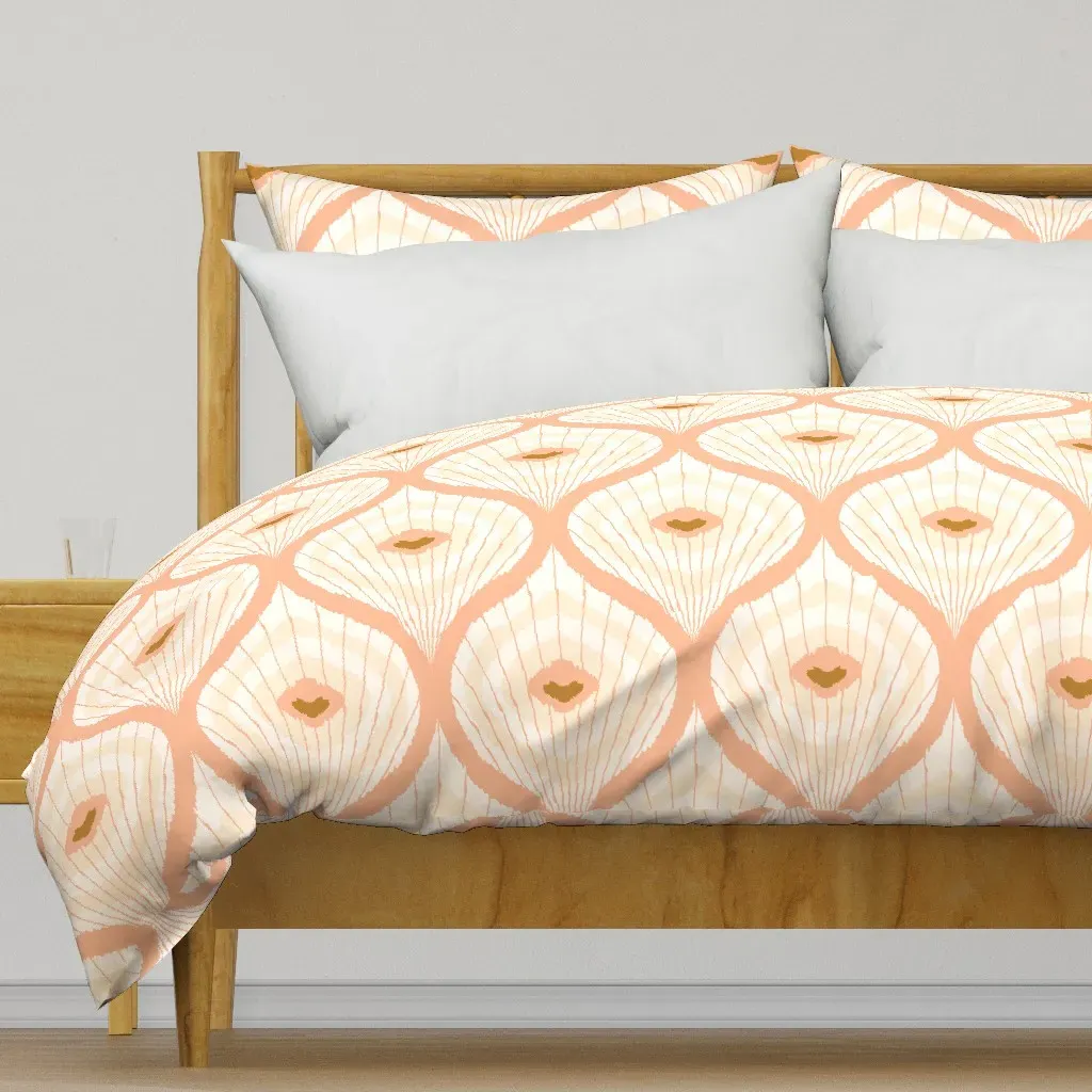 Boho Ogee Feathers M Duvet Cover - Peach product
