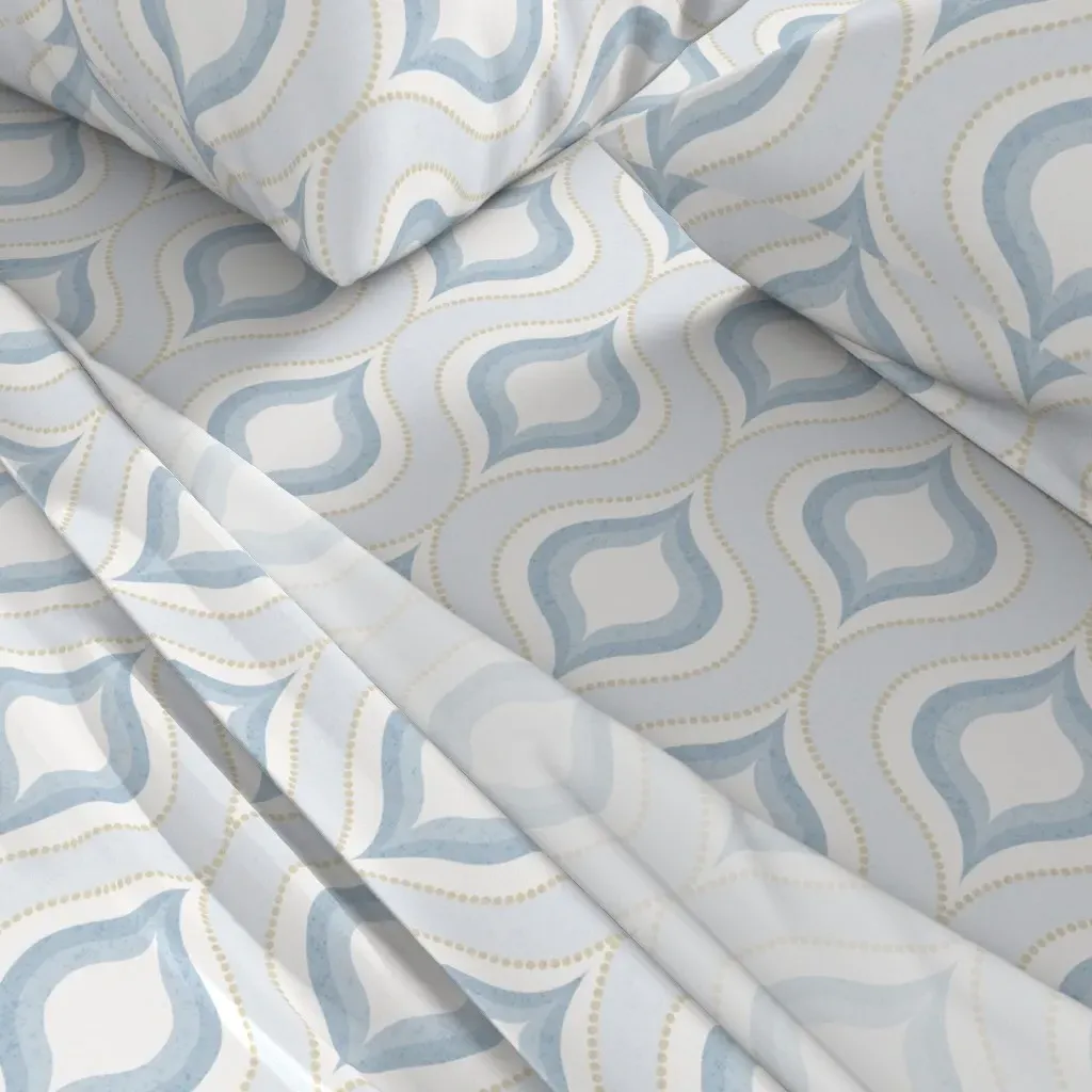 Boho Ogee Geometric Queen Sheet Set - Light Blue alternate view