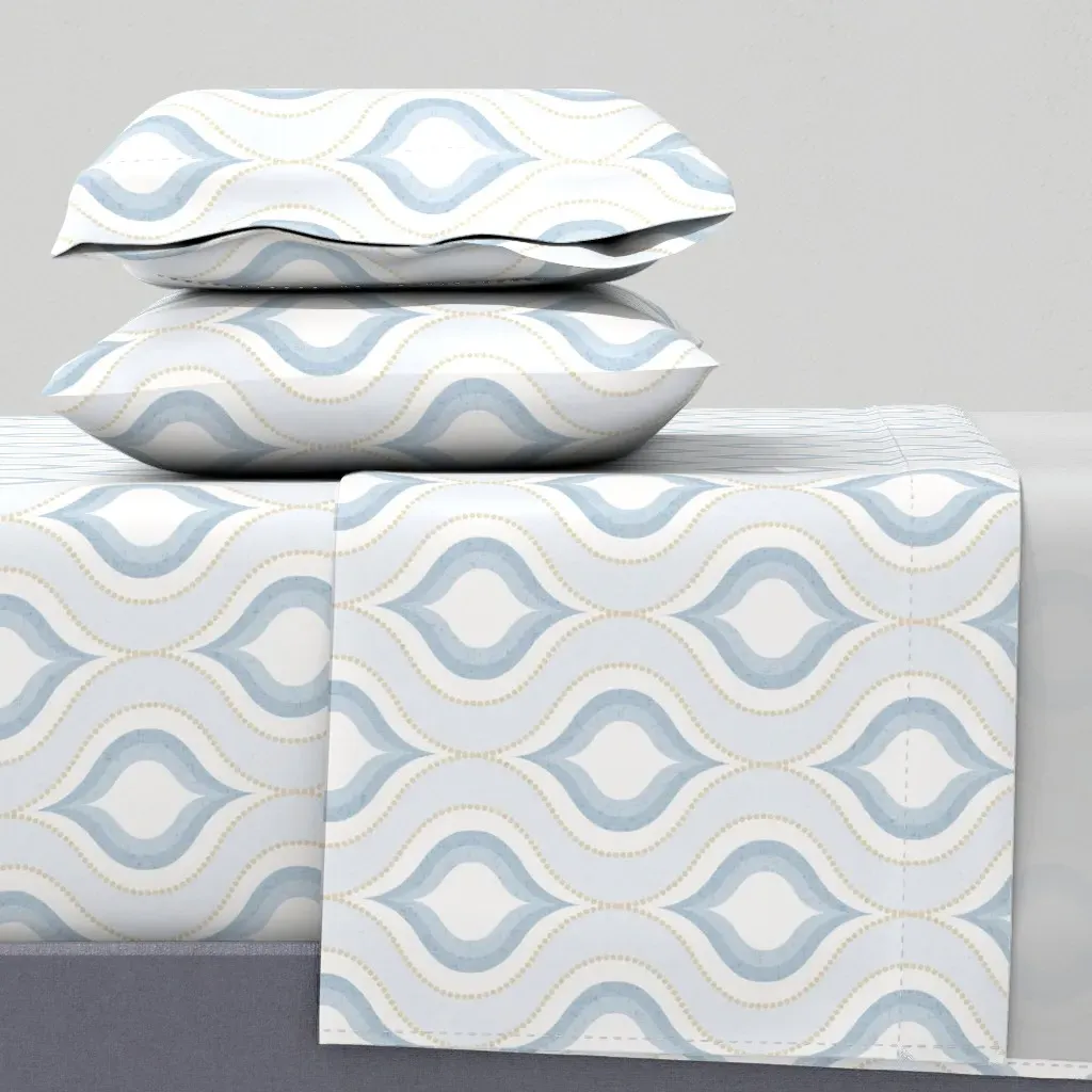 Boho Ogee Geometric Queen Sheet Set - Light Blue product