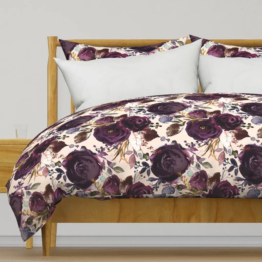 Boho Plum Roses X-Large Duvet Cover - Burgundy product