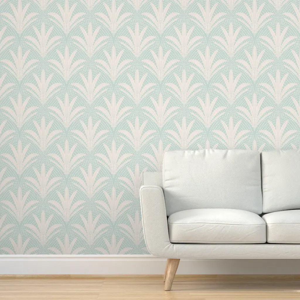 Boho Rustic Palm Radiance Peel and Stick Wallpaper - Soft Blue product