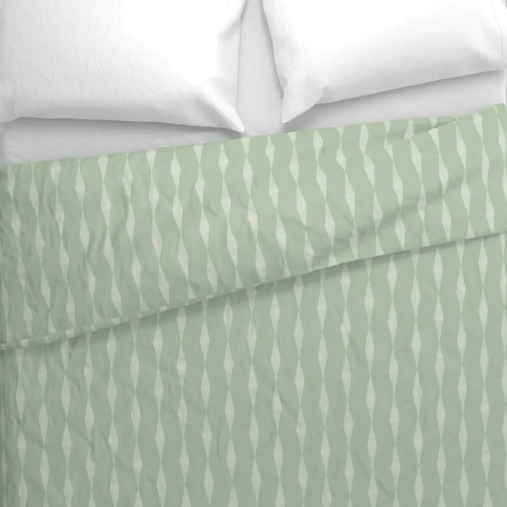Boho Sage Green Diamonds Duvet Cover alternate view
