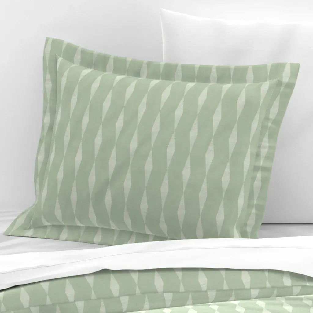 Boho Sage Green Diamonds Standard Flanged Cushion Cover - Sage Green, Cotton Sateen product