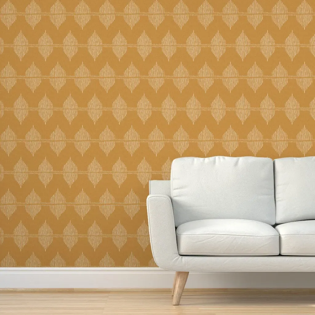 Boho Southwestern Geometric Peel and Stick Wallpaper - Mustard Yellow, Linen product