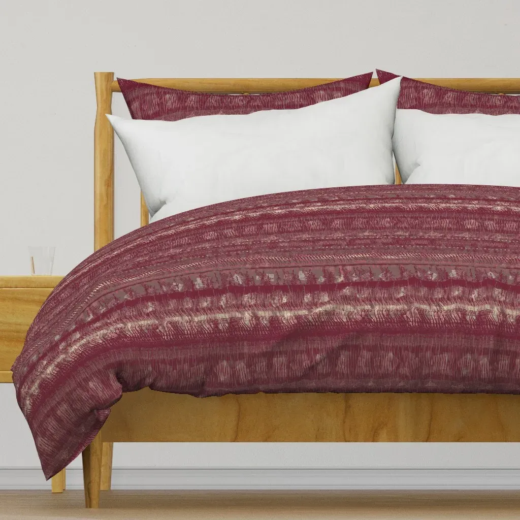 Boho Stripes Duvet Cover - Crimson product