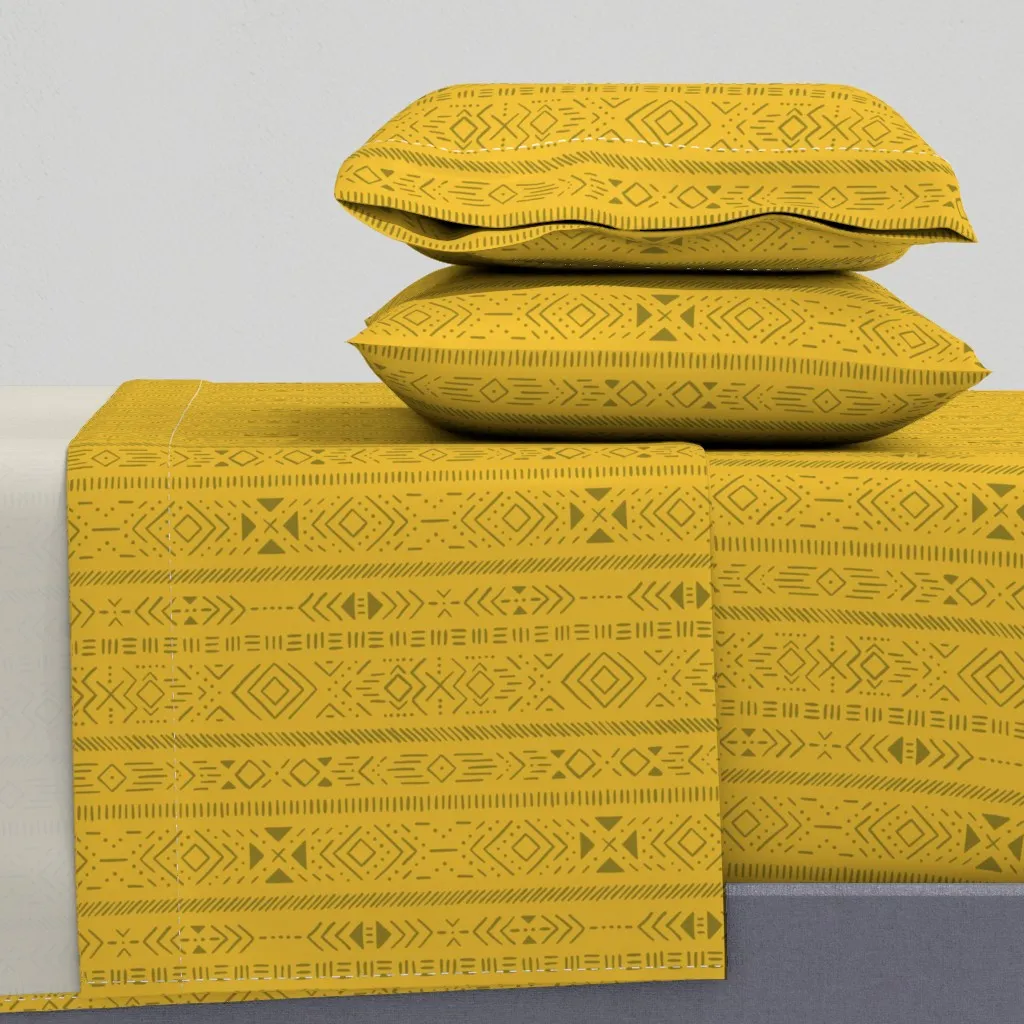 Boho Stripes Queen Sheet Set - Mustard Yellow product