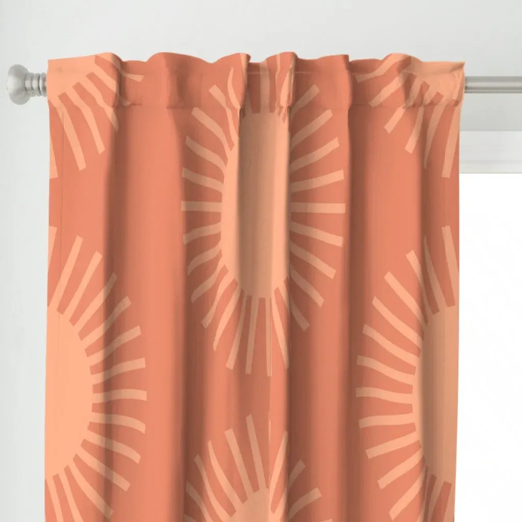 Boho Summer Sun Pattern Curtain Panel - Light Peach alternate view