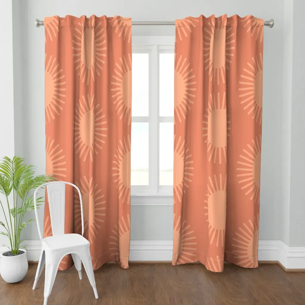 Boho Summer Sun Pattern Curtain Panel - Light Peach product