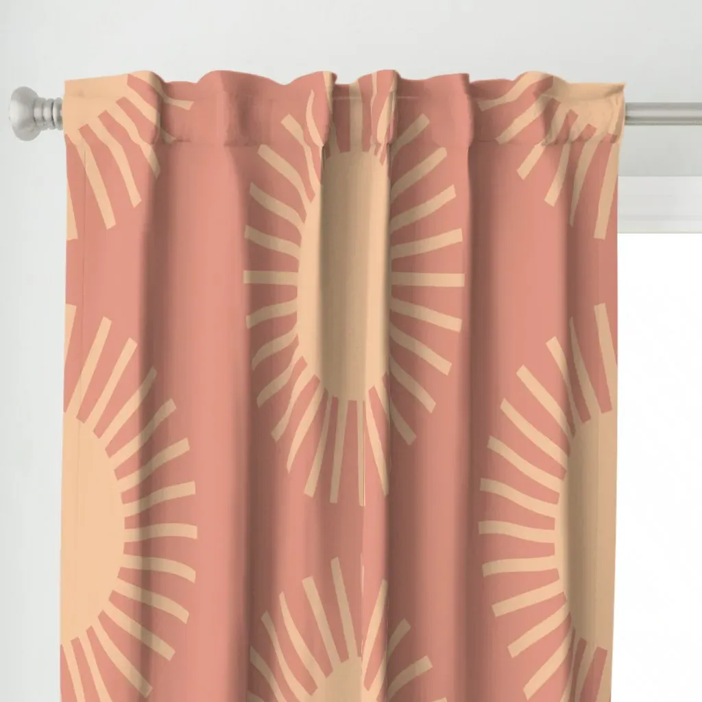 Boho Summer Sun Pattern Curtain Panel - Peach alternate view