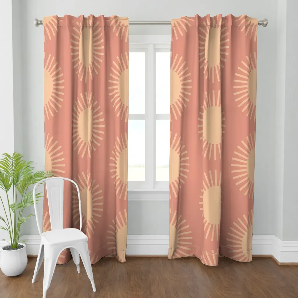 Boho Summer Sun Pattern Curtain Panel - Peach product