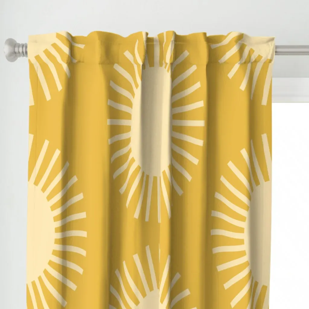 Boho Summer Sun Pattern V Curtain Panel - Cream alternate view