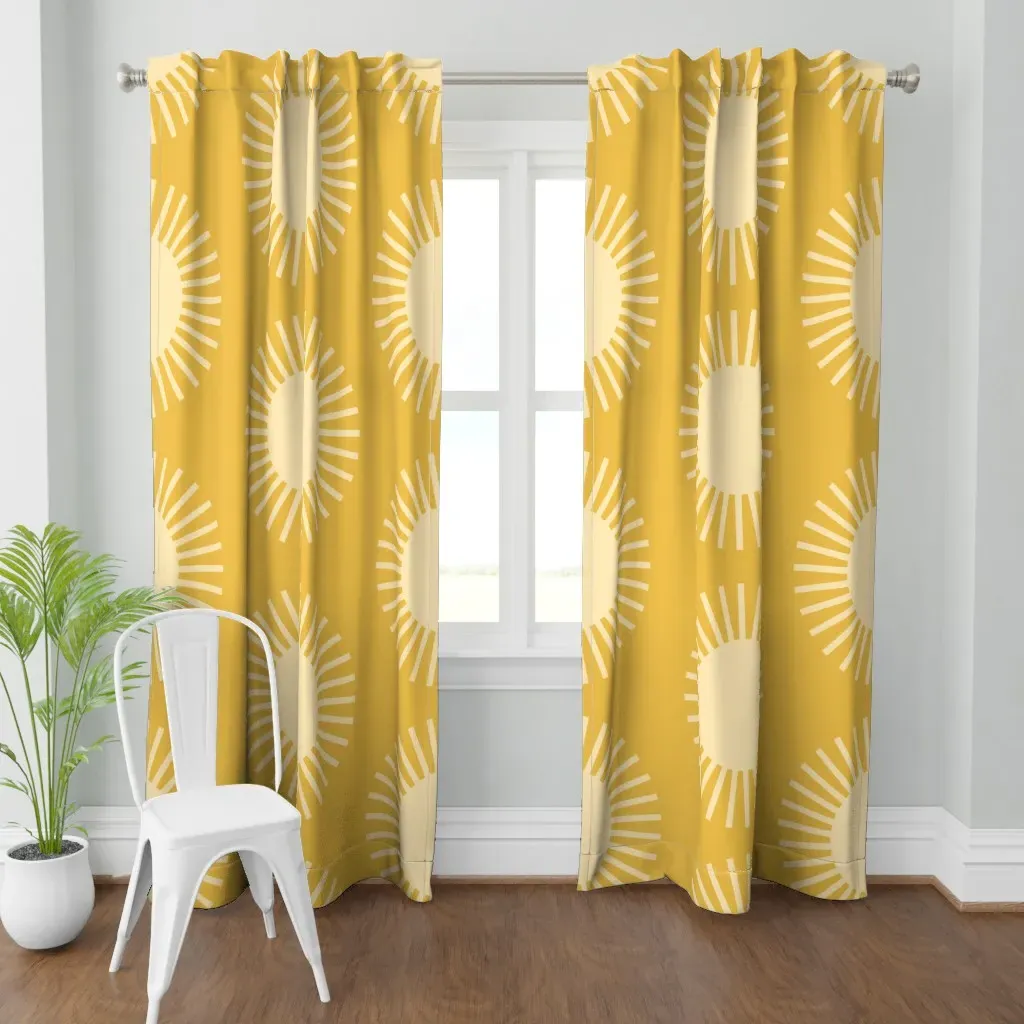 Boho Summer Sun Pattern V Curtain Panel - Cream product