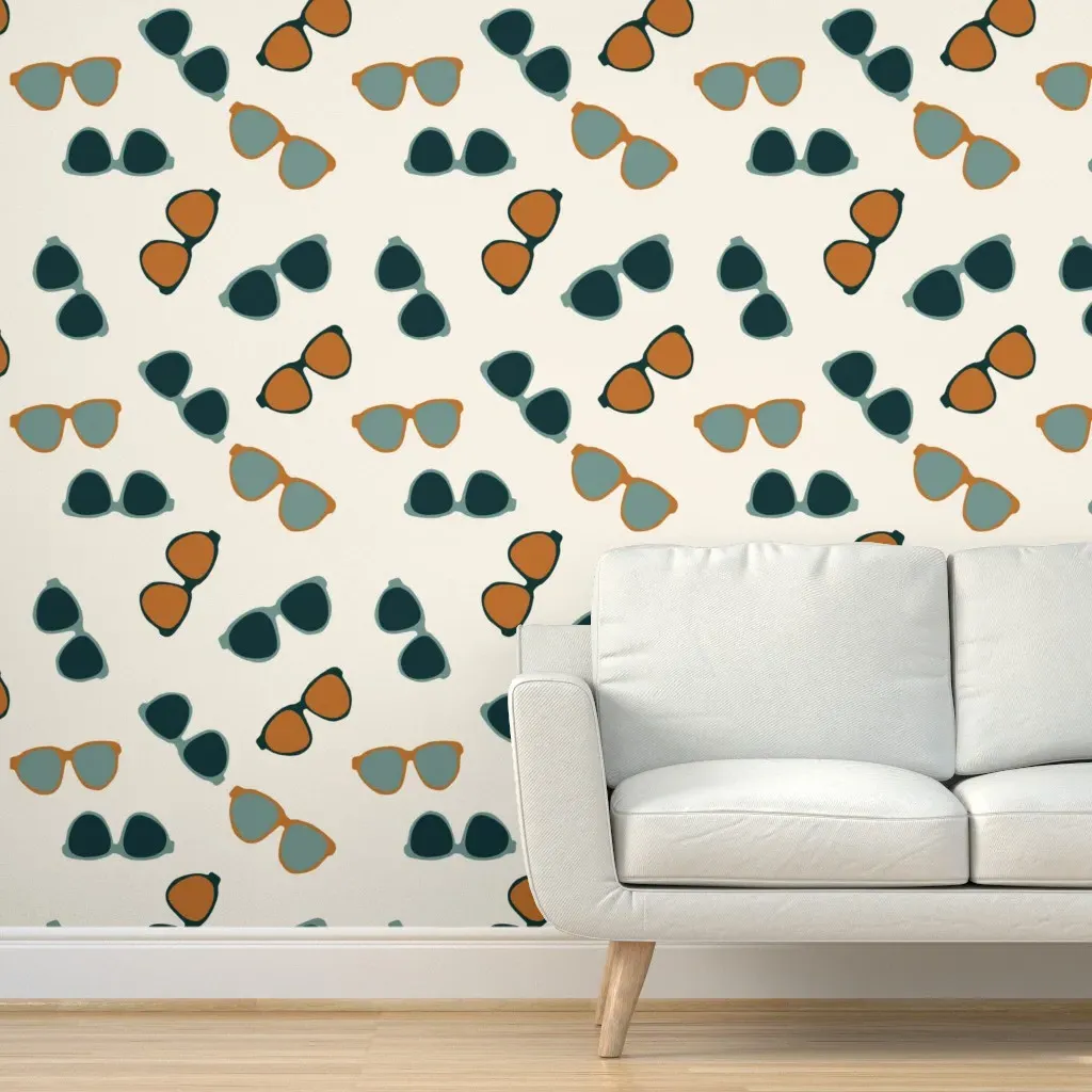 Boho Summer Sunglasses Peel and Stick Wallpaper - Teal product