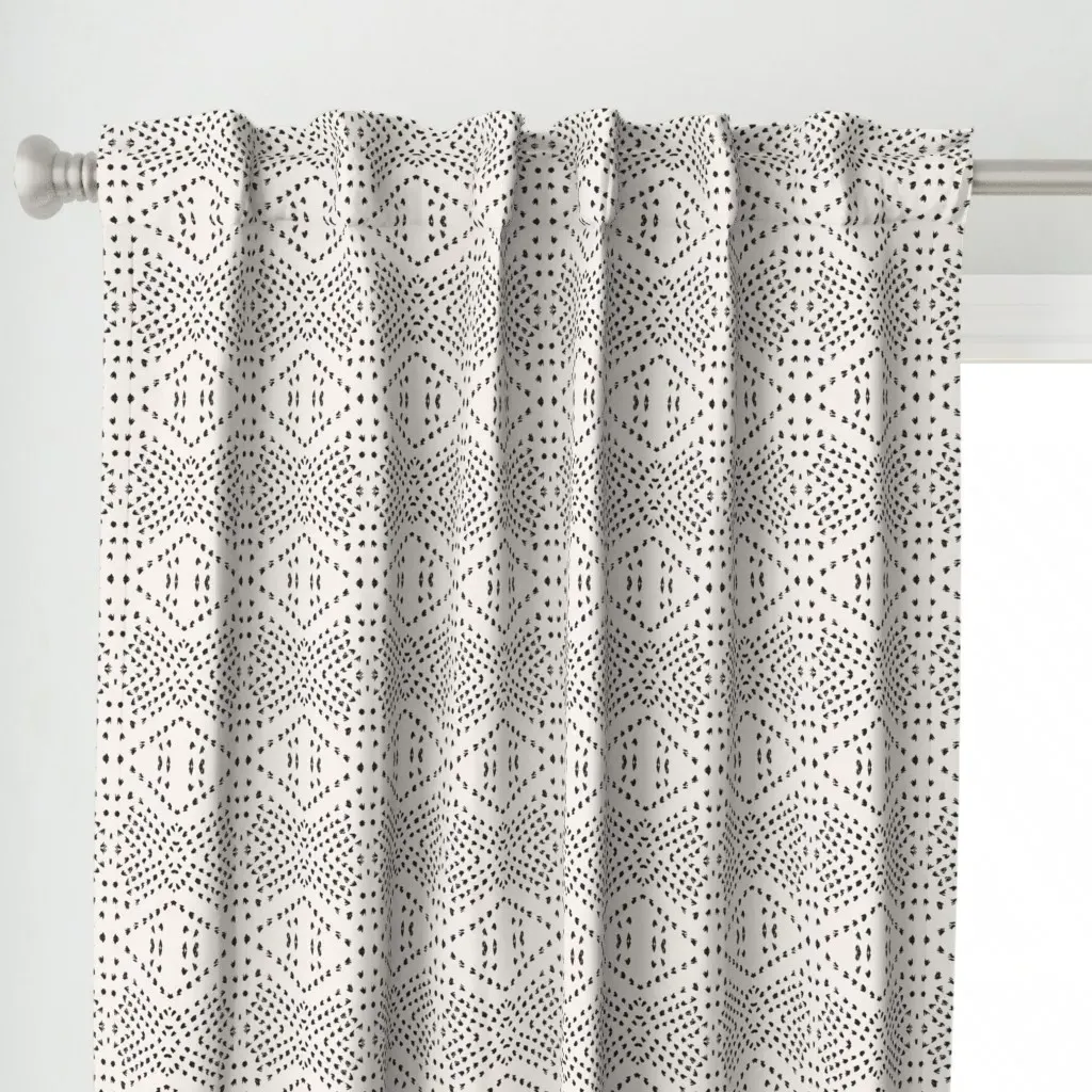 Boho Tile Curtain Panel - Black alternate view