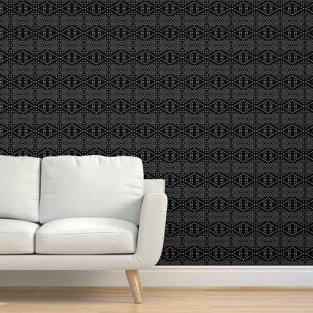 Boho Tile Dark Small Peel and Stick Wallpaper - White product
