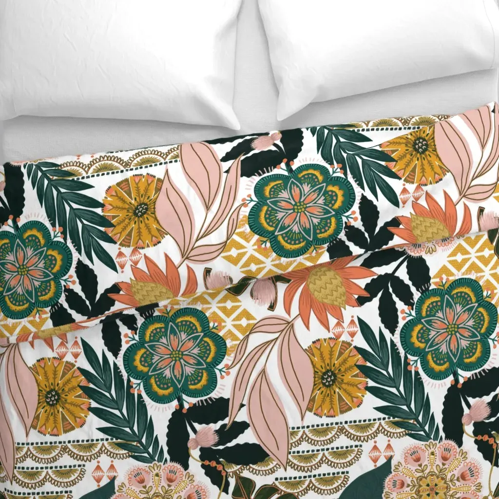 Boho Tropical Duvet Cover - Teal alternate view
