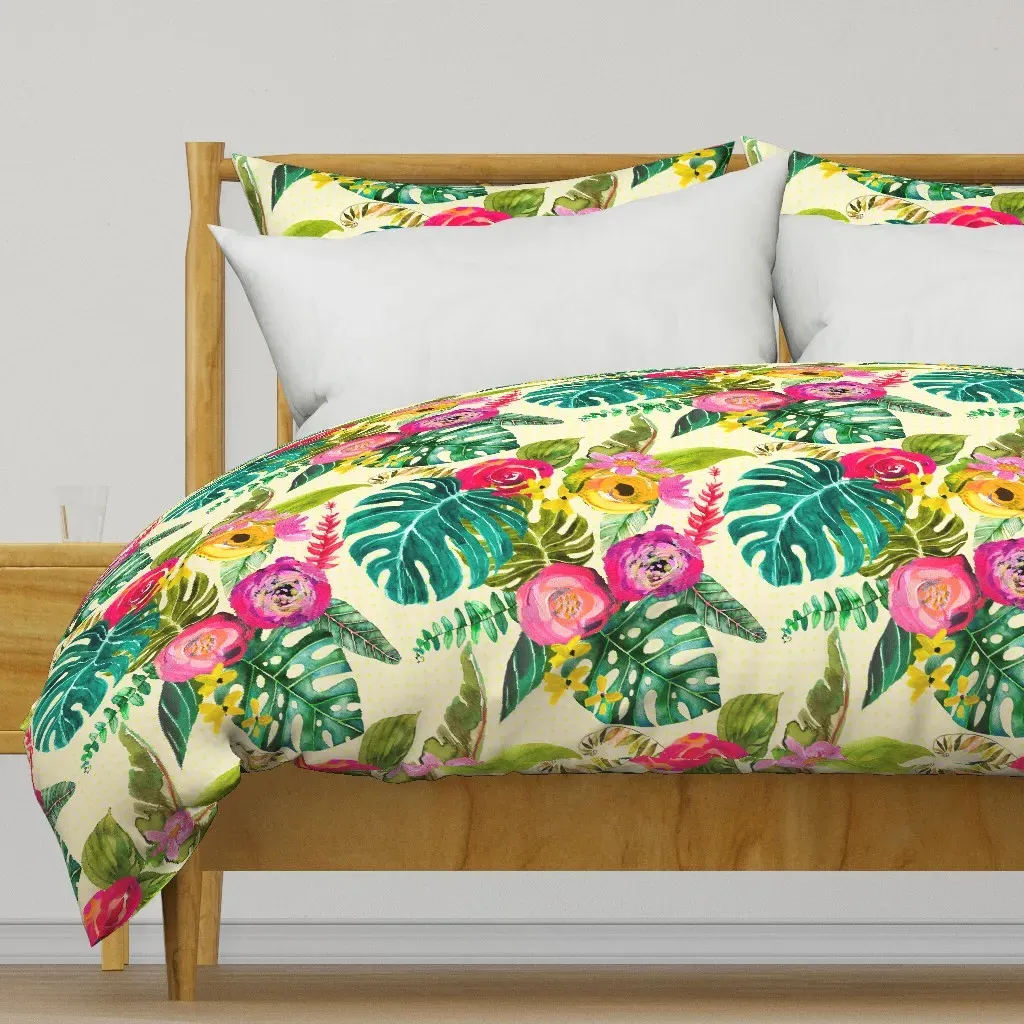 Boho Tropical Floral Large Duvet Cover - Pink product