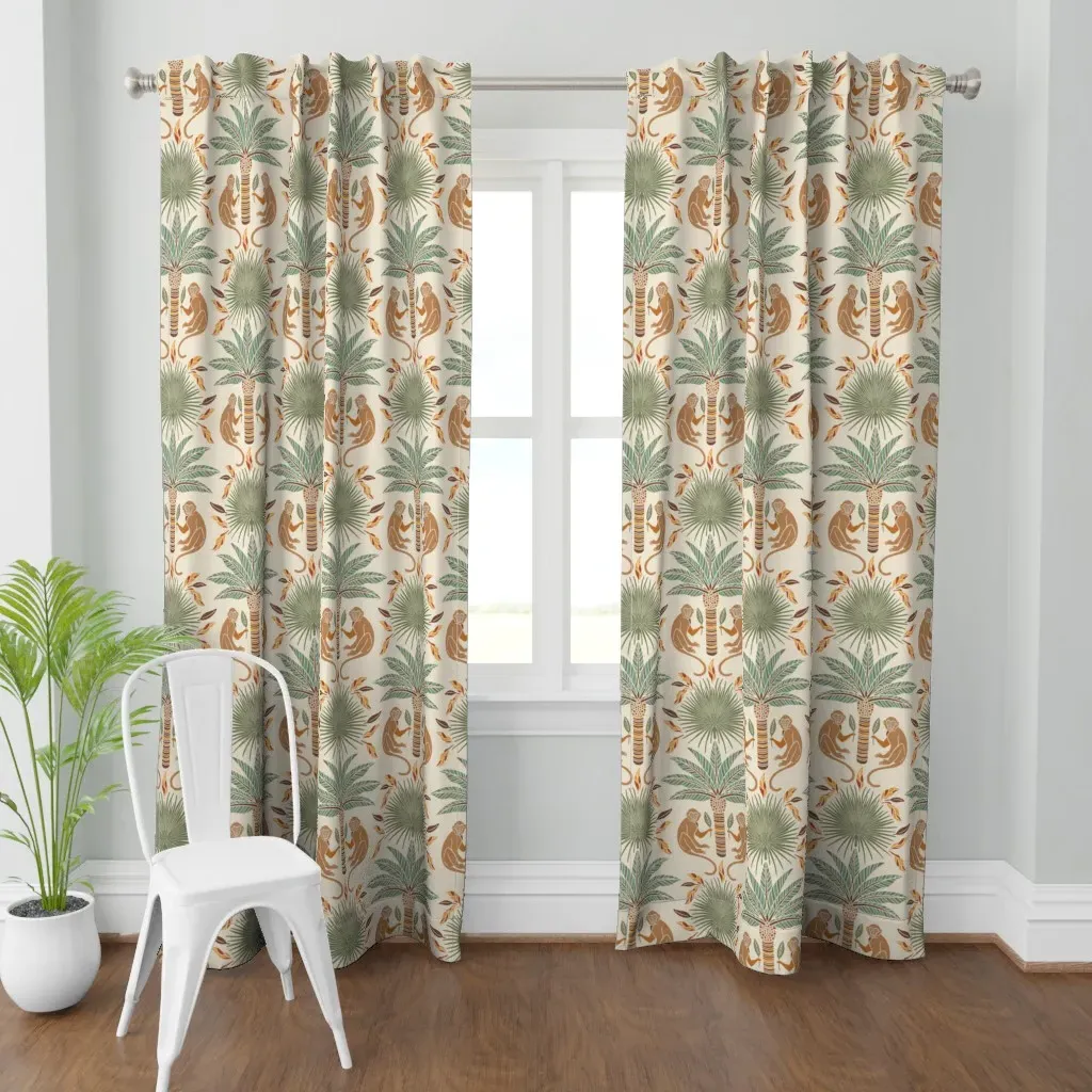 Boho Tropical Monkey Palm Curtain Panel - Beige product