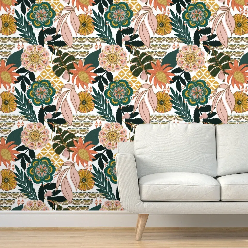 Boho Tropical Peel and Stick Wallpaper - Green product