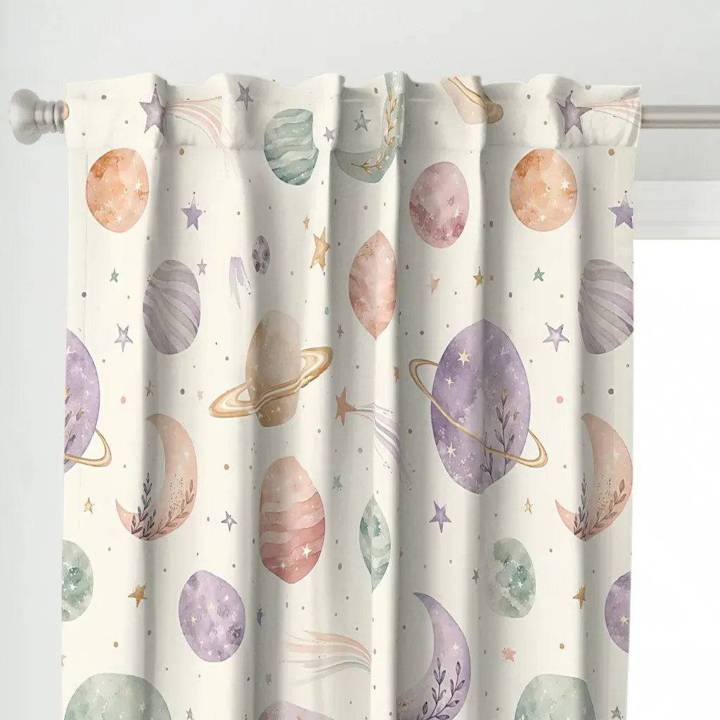 Boho Watercolor Space Curtain Panel - Lavender alternate view