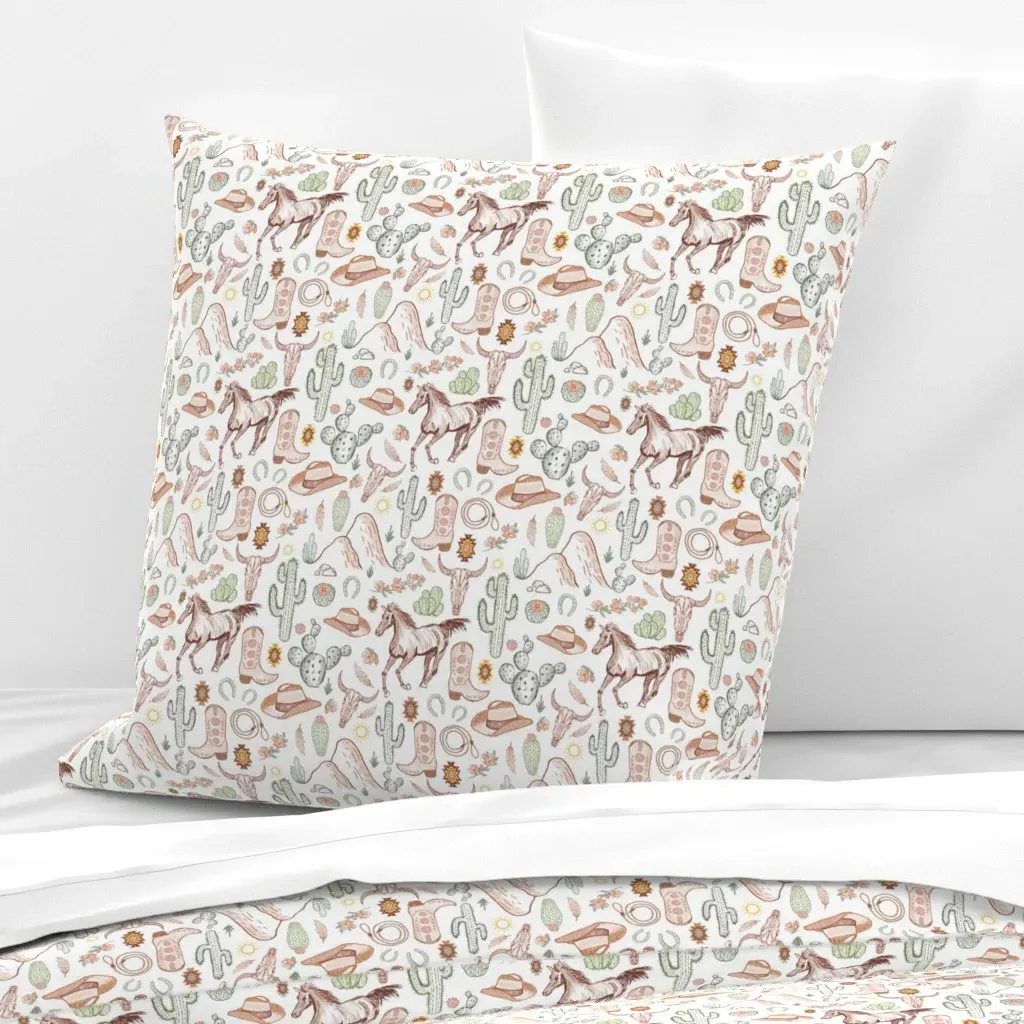 Boho Western Americana Desert Toss Euro Pillow Sham - Cream product