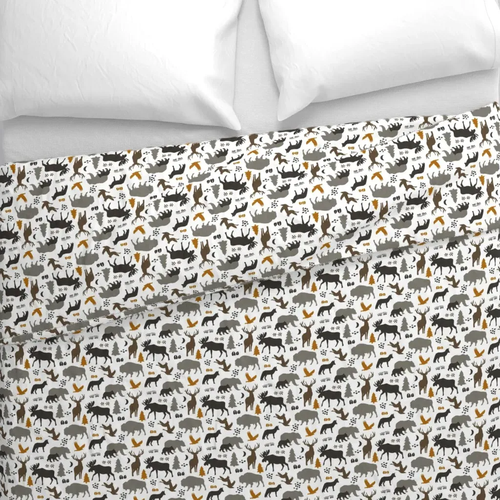 Boho Wild Animals Earth Tones Duvet Cover - Gray alternate view